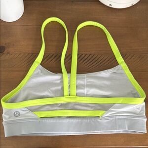 Lululemon Athletica Gray and Yellow Sports Bra with Racerback